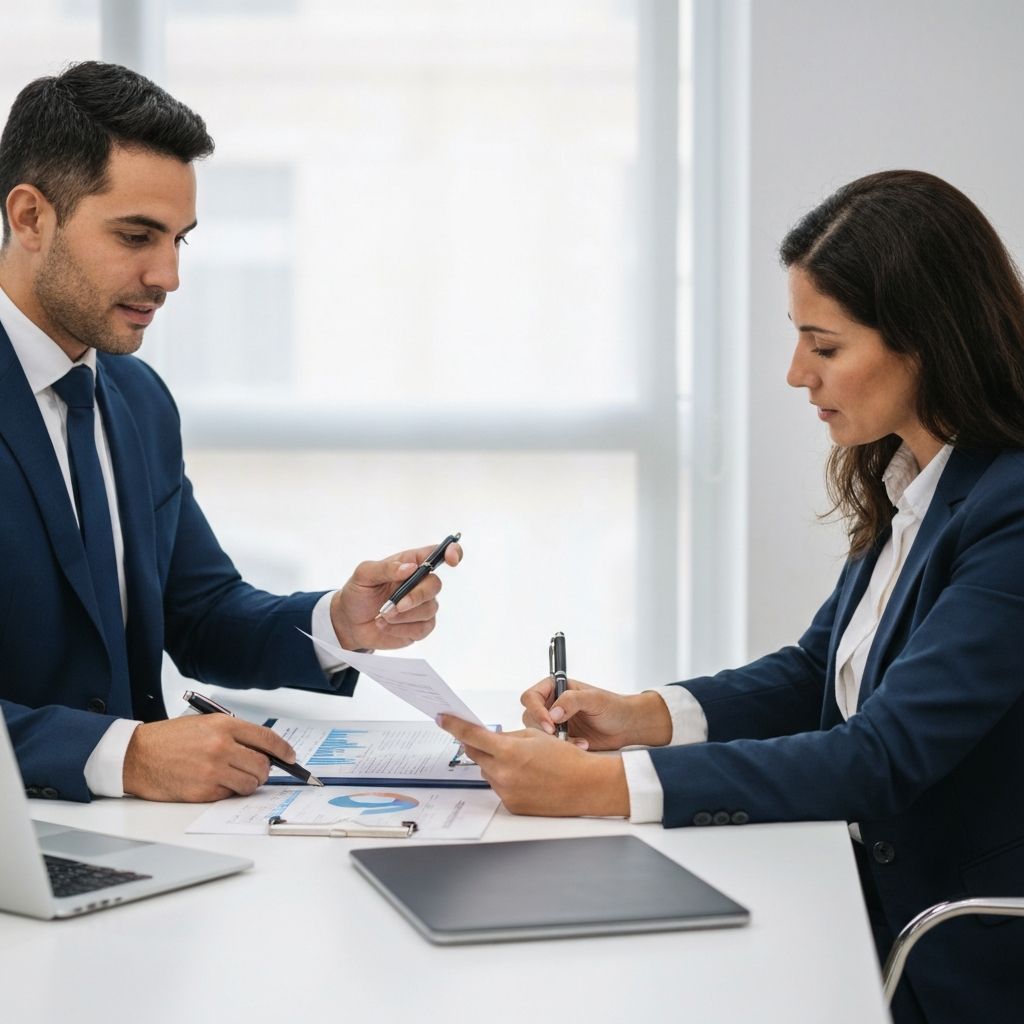 Equipo de expertos de nuestra gestoría en Barcelona revisando documentos fiscales y contables